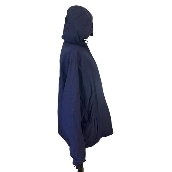 Lands End Mens Navy Water-Resistant Medium Weight Hooded Jacket L/T 42-44 Lined - Picture 3 of 13